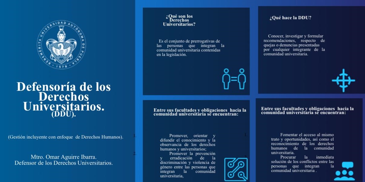 Triptico de la Defensoría de Derechos Universitarios